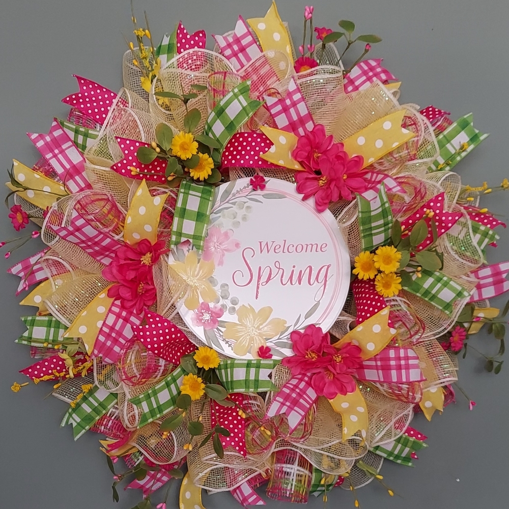 Handcrafted Welcome Spring Wreath